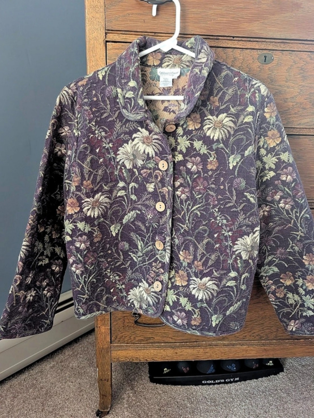 Coldwater Creek Tapestry Floral Blazer in Purple & Green Size Petite Medium